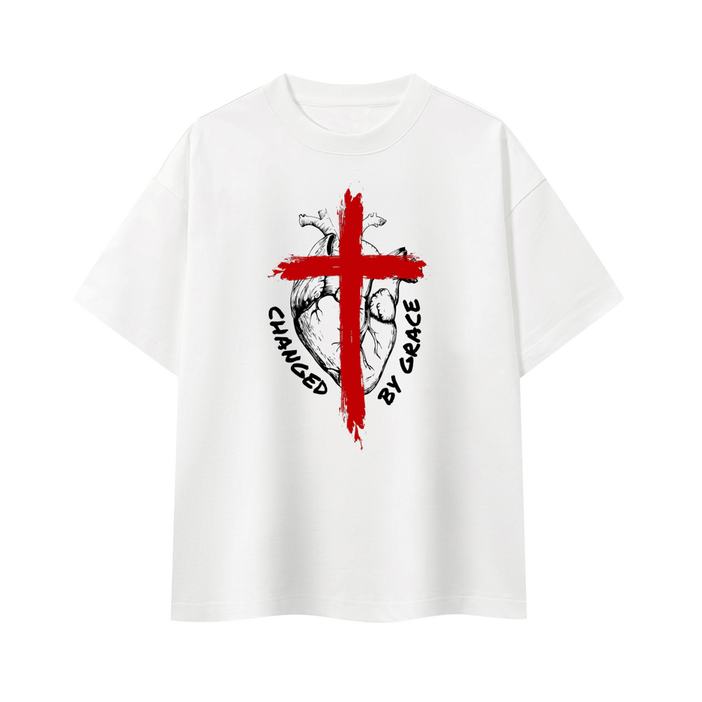 CHANGED BY GRACE ADDICT White Boxy Oversized T-Shirt
