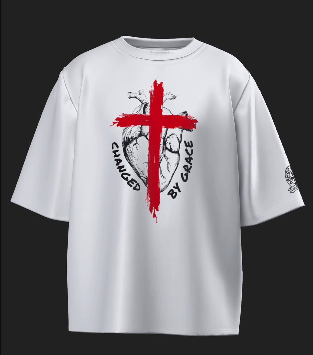 CHANGED BY GRACE ADDICT White Boxy Oversized T-Shirt